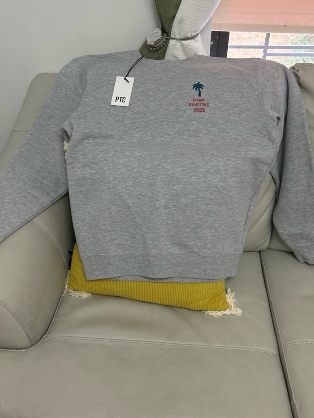 TC Gray Crewneck Sweatshirt with Palm Graphic and Text